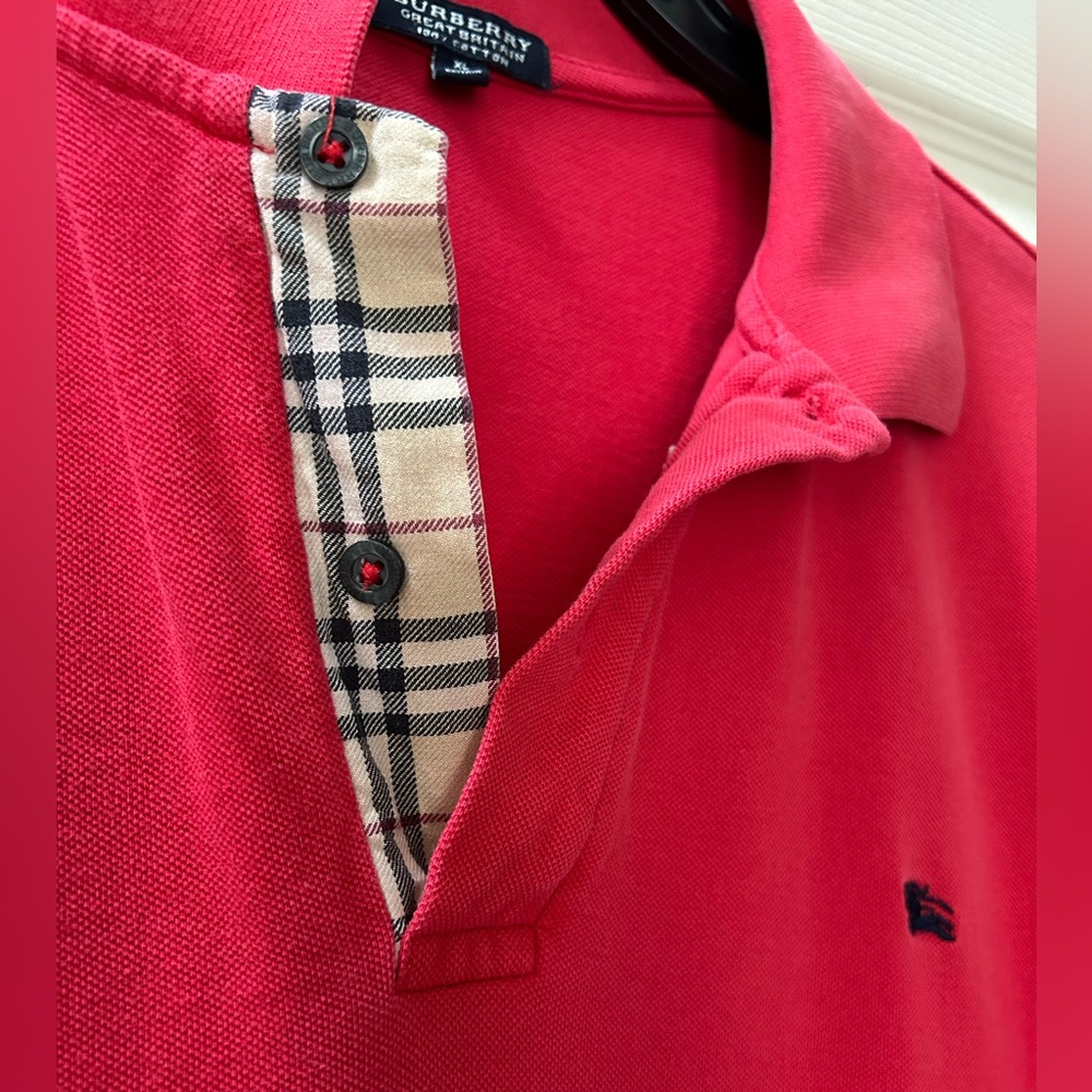 Men’s Burberry Red Cotton Pique’ Polo Shirt Classic Vintage Size XL - Picture 8 of 14
